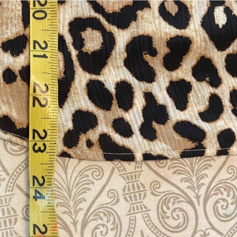LOFT Leopard Cheetah Print Ruffle Bell Cuff Sleeve Blouse Top Shirt Small S - Picture 4 of 11